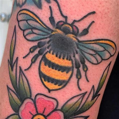 traditional bee tattoo.